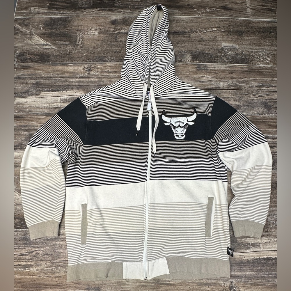 UNK Chicago Bulls Zip Striped Hoodie XL Sashiko Repaired